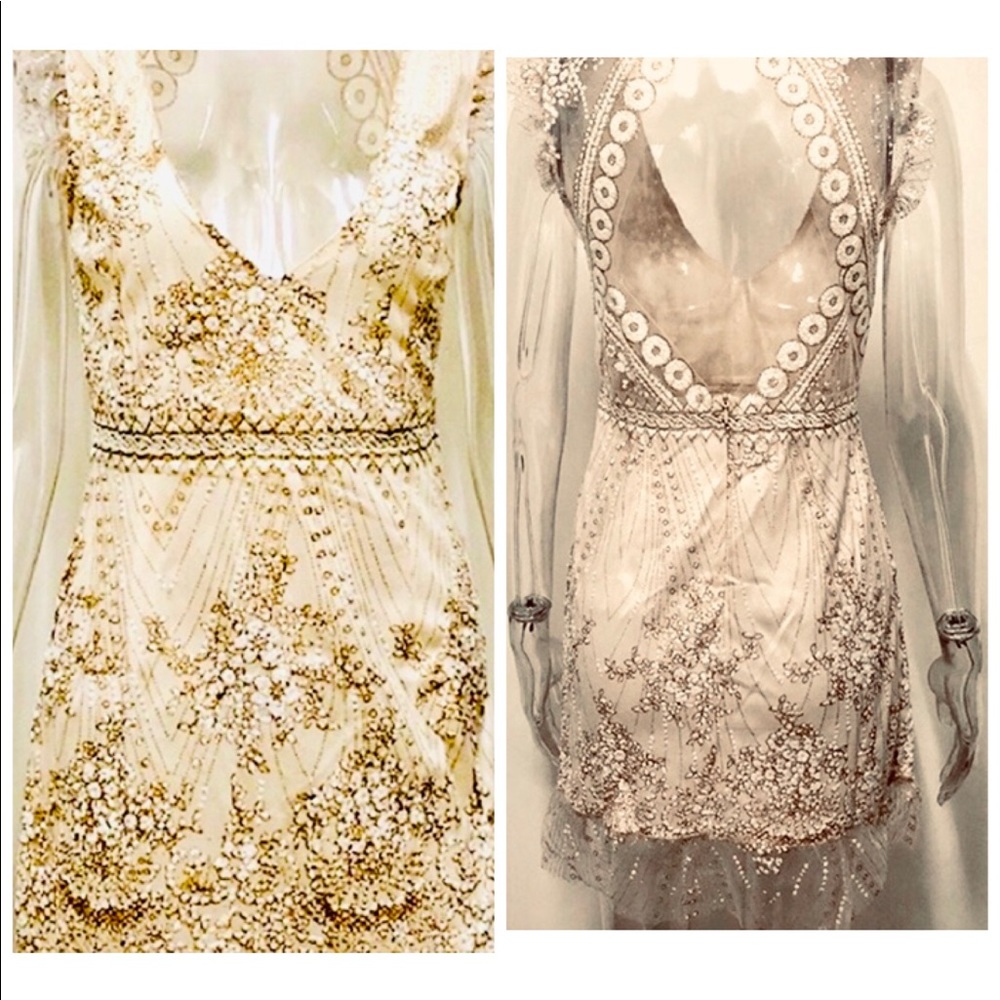 NWT SML Custom design bead champagne gold mesh - Picture 7 of 12
